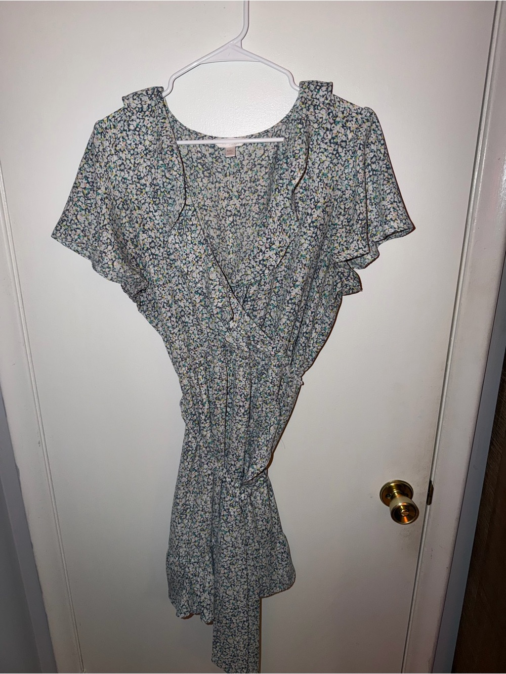 LC Lauren Conrad Blue Floral Wrap Mini Dress